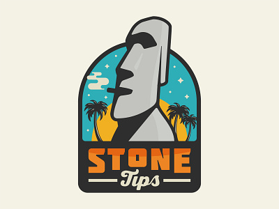 Stone Tips chill illustration logo moai palms smoke smoking stone tips vape