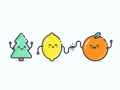Limonene cute flat fun icon illustration lemon line mel science orange pine science stroke