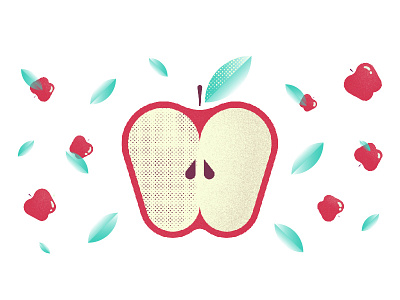 Apples apple half illustration leaf texture