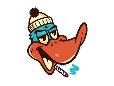 Duck cartoon character duck illustration logo sticker stoned weed