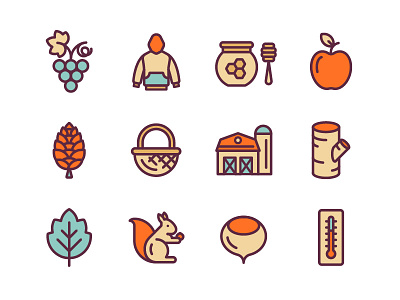 Autumn Icons: Part III autumn fall flat icon set icons illustration line stroke