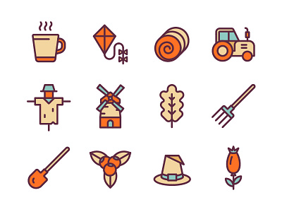 Autumn Icons: Part IV autumn fall flat icon set icons illustration line stroke