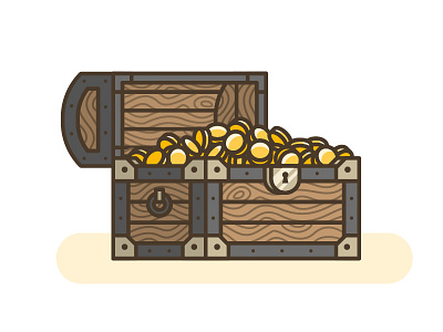 Chest chest coins gold illustration kingdom treasure wood