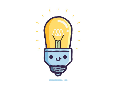 Little Lightbulb character cute editorial flat icon illustration lightbulb line little stroke