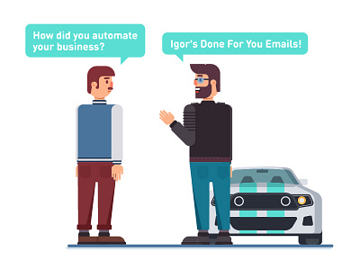 Business automation car character flat illustration man