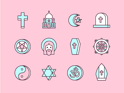 Sacral Icons flat icon set icons illo religion sacral symbol