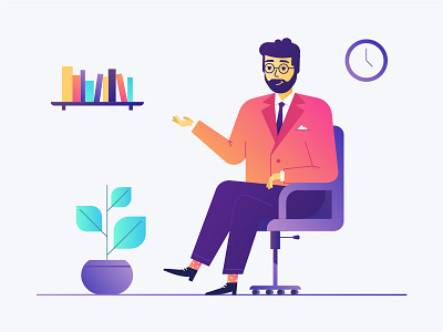 CEO at the office ceo character flat flat design gradient graphics illustration office web website