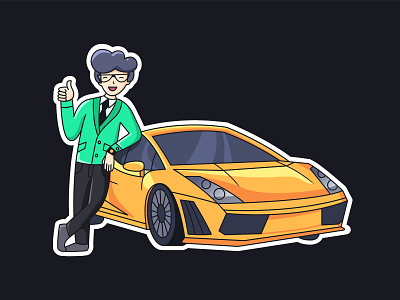 Lambo car illo illustration lambo sticker style telegram