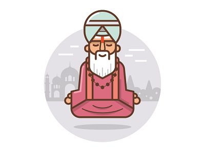 Meditating Guru character guru illustration india indian meditation sadhu sage stroke