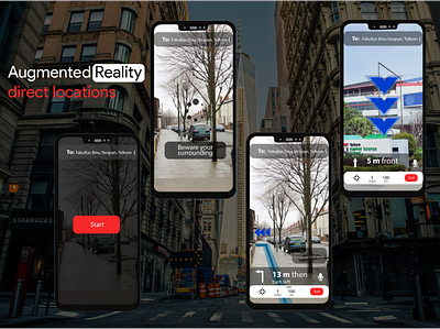 Augmented reality direct location aesthetics augmented reality branding design direction illustration location tracker mobile mobile app modern ui