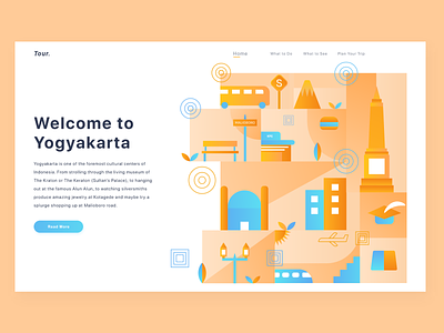 Welcome To Yogyakarta city cta cute home homepage illustration tugu ui vector website website design yogyakarta