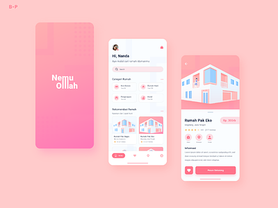 NemuOmah (Homestay) 3d app home homepage homestay house lllustrator mobile mobile app mobile design mobile ui red smooth soft ui uxui vector