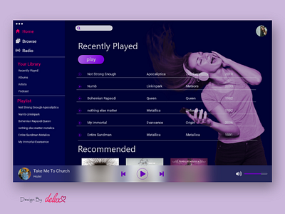 music player on desktop ui design ux design