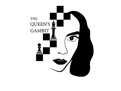 The Queen's Gambit black and white chess design the queens gambit tv show vector