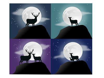 Moon deer moon night vector