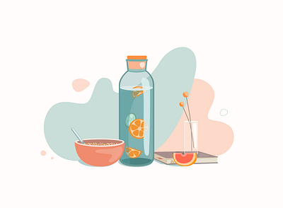 Minimalistic set design food illustration indie minimalistic orange vector