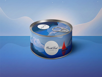 Salmon in a can? :) boat branding design illustration logo mockup product vector