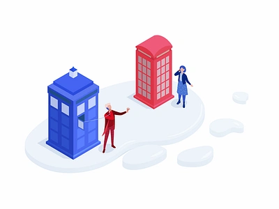 Isometric Doctor Who 12thdoctor bbc blue design doctorwho illustration isometry petercapaldi red space tardis time ui vector web