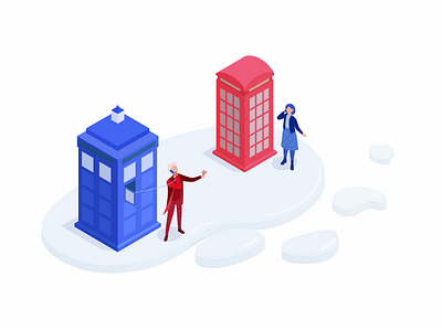 Isometric Doctor Who 12thdoctor bbc blue design doctorwho illustration isometry petercapaldi red space tardis time ui vector web