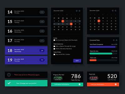 Mobile Calendar UI app calendar clean colors dark ui design gradient hello dribbble illustration interaction interface sarvottam ui uiux