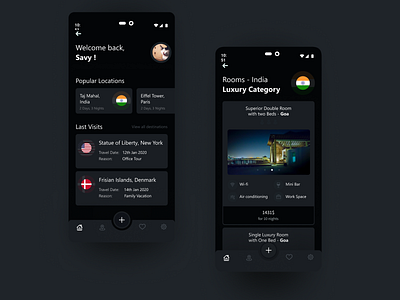 Room Booking App Design app clean colors dark dark mode dark ui design gradient illustration interaction interface sarvottam ui