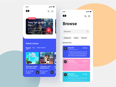Anime Streaming Mobile applications app clean colors design gradient interaction interface sarvottam ui uiux