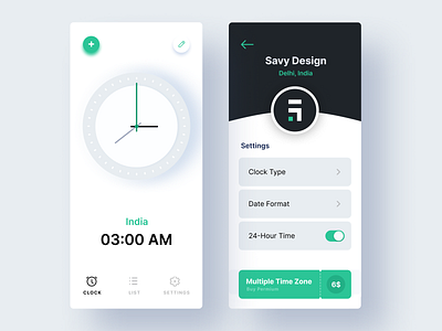 Minimal Clock App UI Design Exploration app clean clock clocks colors design gradient illustration interaction interface minimal neomorphism sarvottam ui ui design uiux ux design