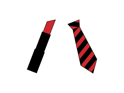 Husbands and wives black flat design illustration lipstick minimalist red tie vector