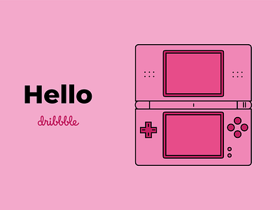 Hello Dribbble! console debut design first shot game hello dribbble illustration nintendo nintendo ds pink player shot vector