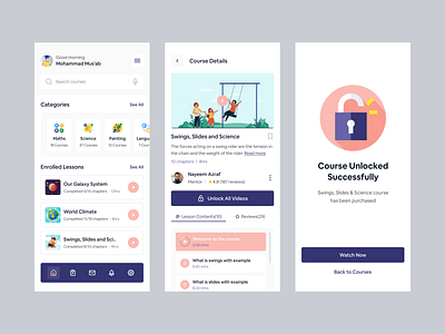 Online Learning App app app design app ui app ui design colorful course course app e learning education education app educational learning app learning platform minimal mobile app online course study ui ui design uiux design