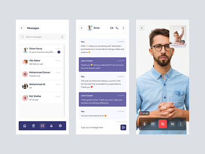 Online Learning App - Chat & Video Call app app design chatting clean education education app learning platform message messenger minimal mobile modern online course ui design uidesign uiux design video chat