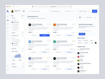 Job Search Platform career clean dashboard employment hiring hiring platform job job board job finder job listing job portal job search job seeker product design recruitment ui uidesign ux web design webapp