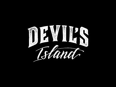 Devil's island alcohol brand calligraphy devil devils island lettering logo logotype rum