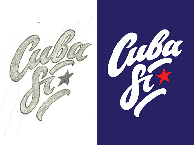 Cuba Si cuba draw island lettering logo logotype pencil process sketch typography victory wip