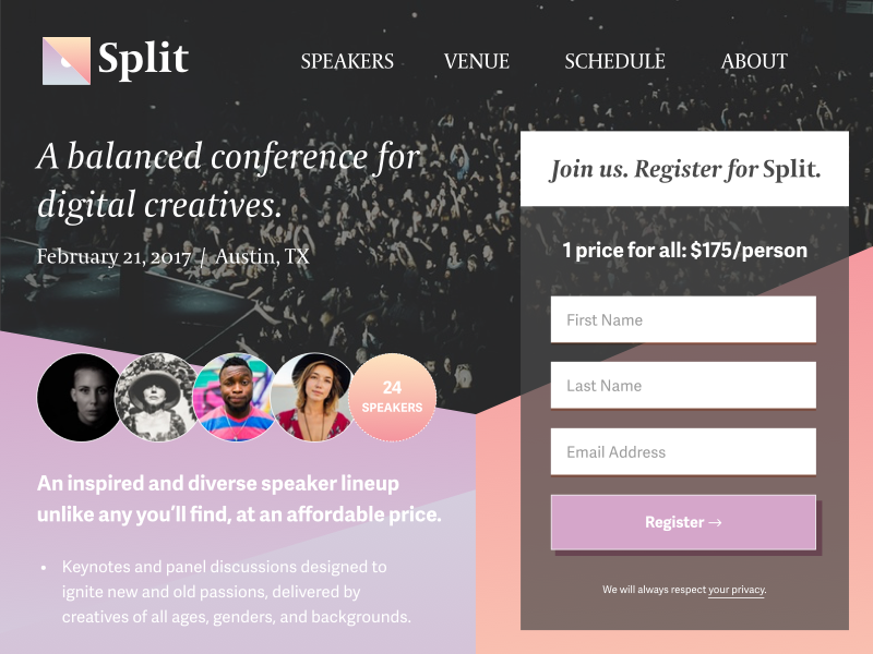 Conference Landing Page dailyui registration event sketch page landing 003