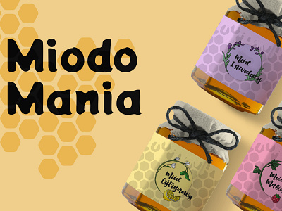 MiodoMania - Honey Labels bee bottle brand brand design design honey honey bottle honey jar illustration label labels lavender lemon package package design product product design raspberry