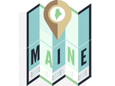 Maine Map WIP brill design illustration josh lumadessa maine map pin wip