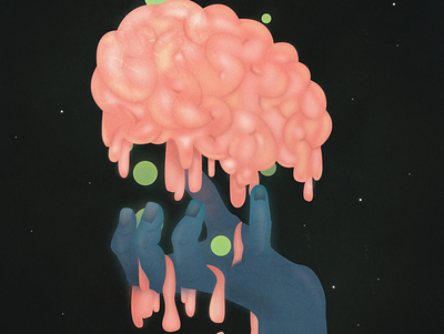 Biological Waste brain human illustration melt poster space stars
