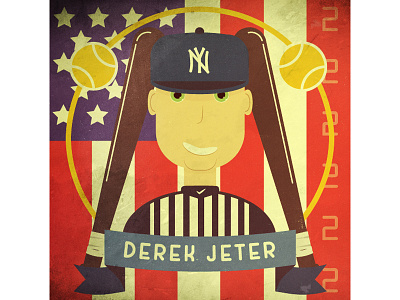 Derek Jeter america american ball base baseball flag new yankees york