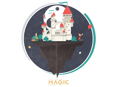 Don't Let The Magic Leave Us <3 balloon castle fairy float island moon nature night tree wind