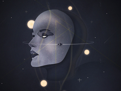 Vanishing Act I: Faint Hope design head human illustration night planet poster sky space stars