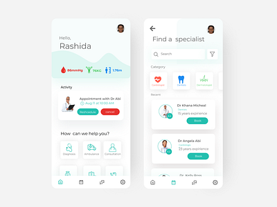 Medical app ui app design illustration minimal ui uidesign uidesigner uiux ux web