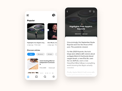 News Blog app design ui uidesign uidesigner ux