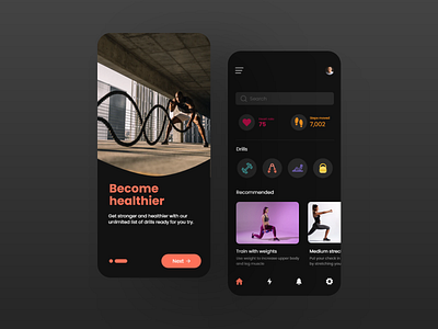 Fitness App app design illustration minimal ui uidesign uidesigner uiux ux web