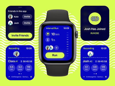 Running Tracker App: Apple Watch apple watch competition design fitness flow fresh health ios run running smart watch sport tracker ui ui ux ui design uidesign uiux vibrant watch