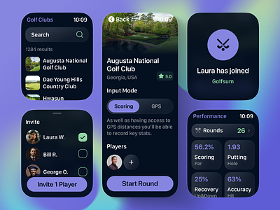 WatchOS App for Golfers app design apple watch competition design fitness golf inviting ios smart watch sport statistics stats tracker ui ui ux ui design uidesign uiux watch app watchos