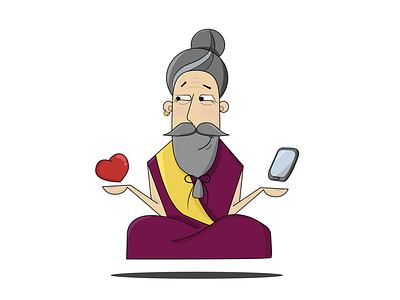 Buddhist monk app art buddist design illustration illustrations monk namaste purple