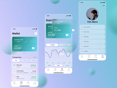 Finance app | glassmorphism design app finance glassmorphism ios mobile app ui ui design uidesign ux