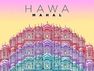 Hawa Mahal Poster architecture graphic pastel photoshop poster