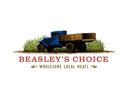 Beasley's Choice logo meat truck woodcut